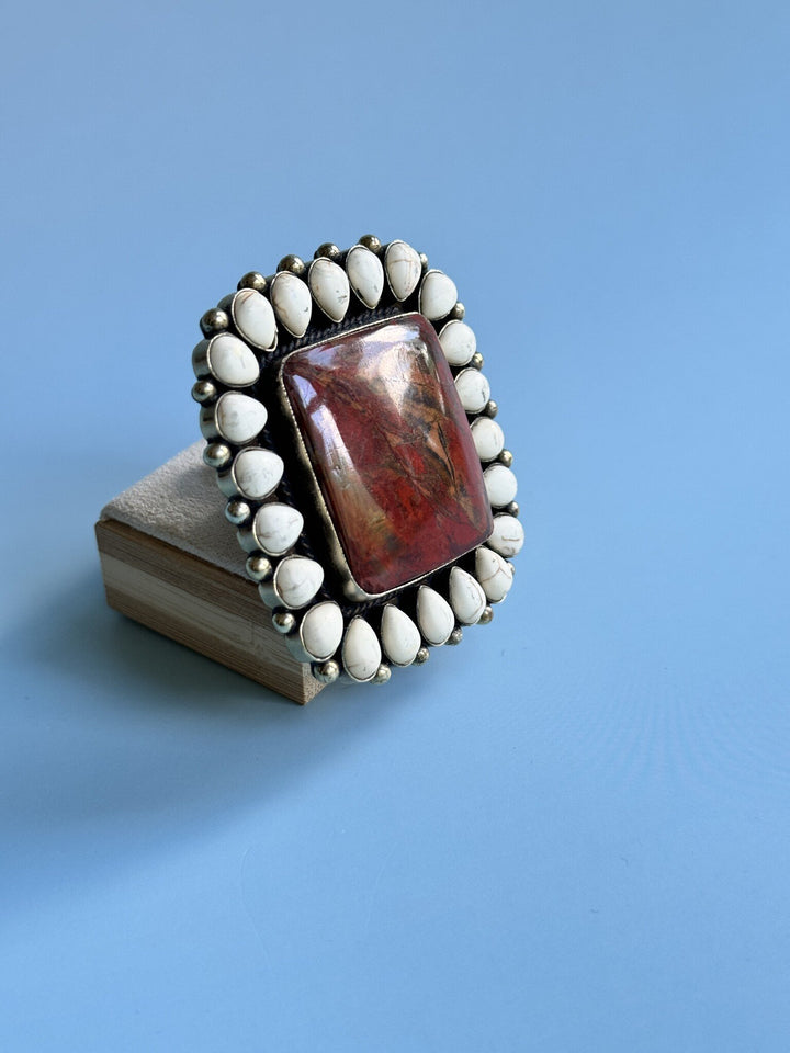 Howlite Marquis Ring