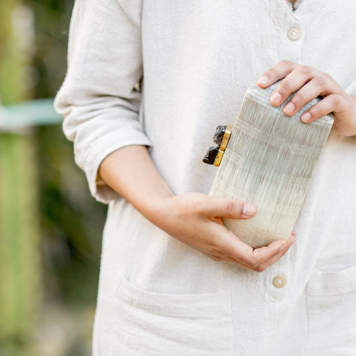 Grey Ombre Hex Geode Clutch