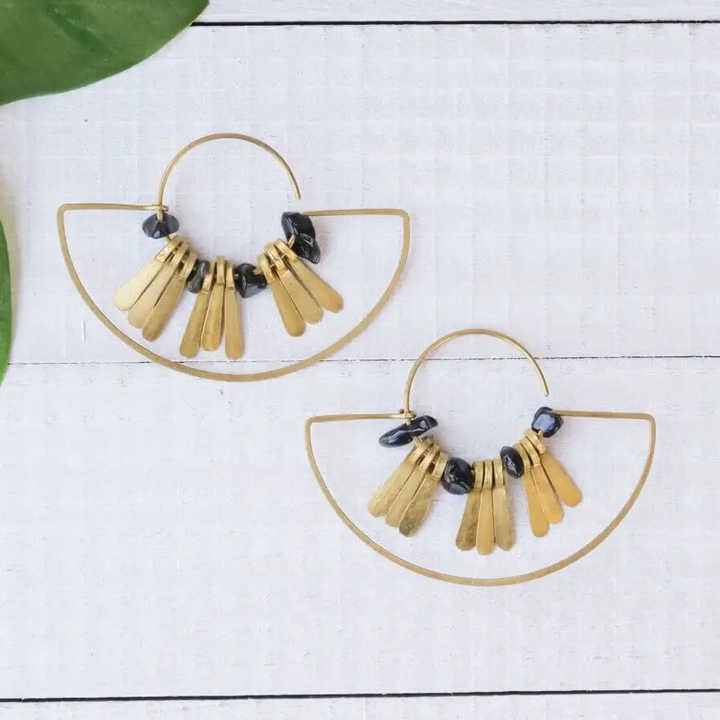 Brass Fringe Ark Earrings