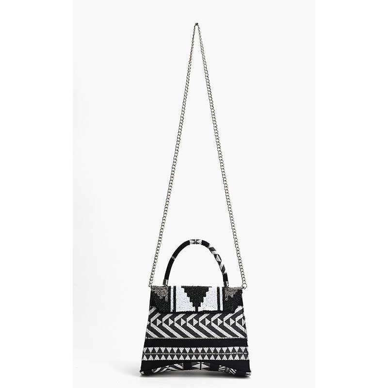 Ikat Noir Top Handle Bag