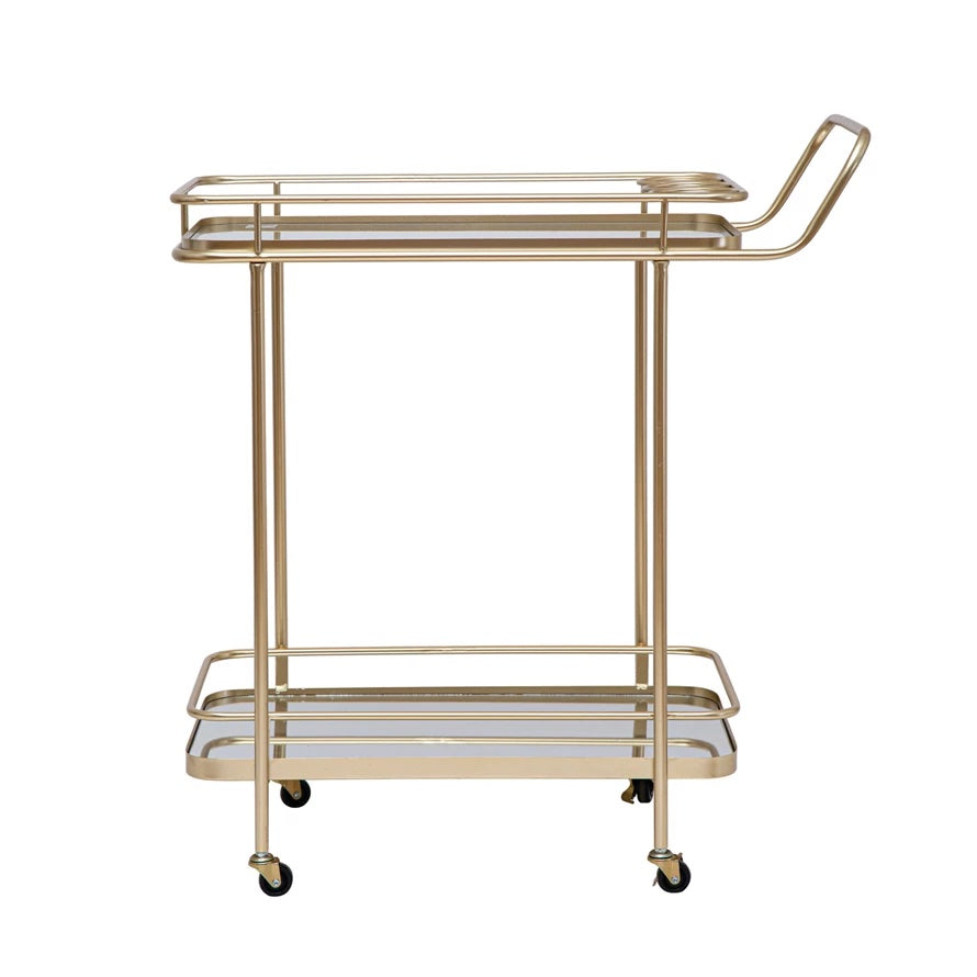 Bloomingville Double Tier Mirrored Bar Cart