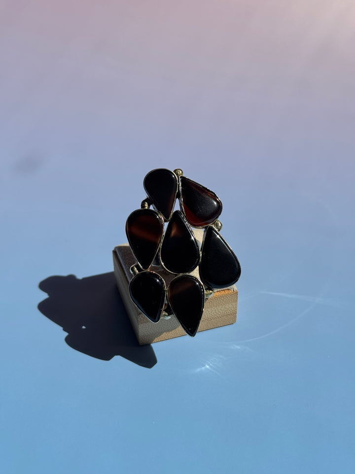 Red Bloodstone Cluster Adj Ring