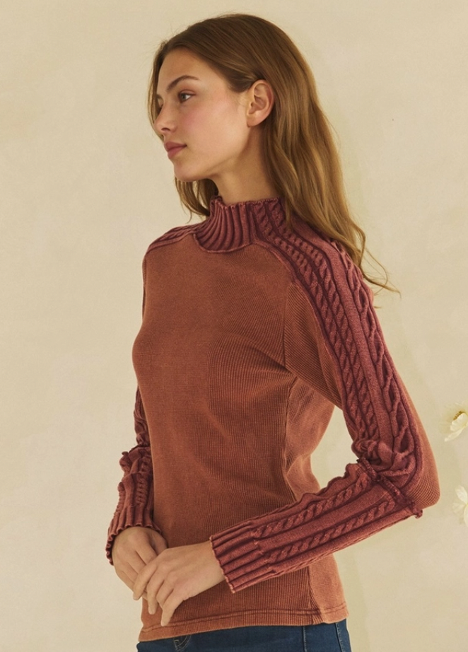 Ribbed Mock LS Top