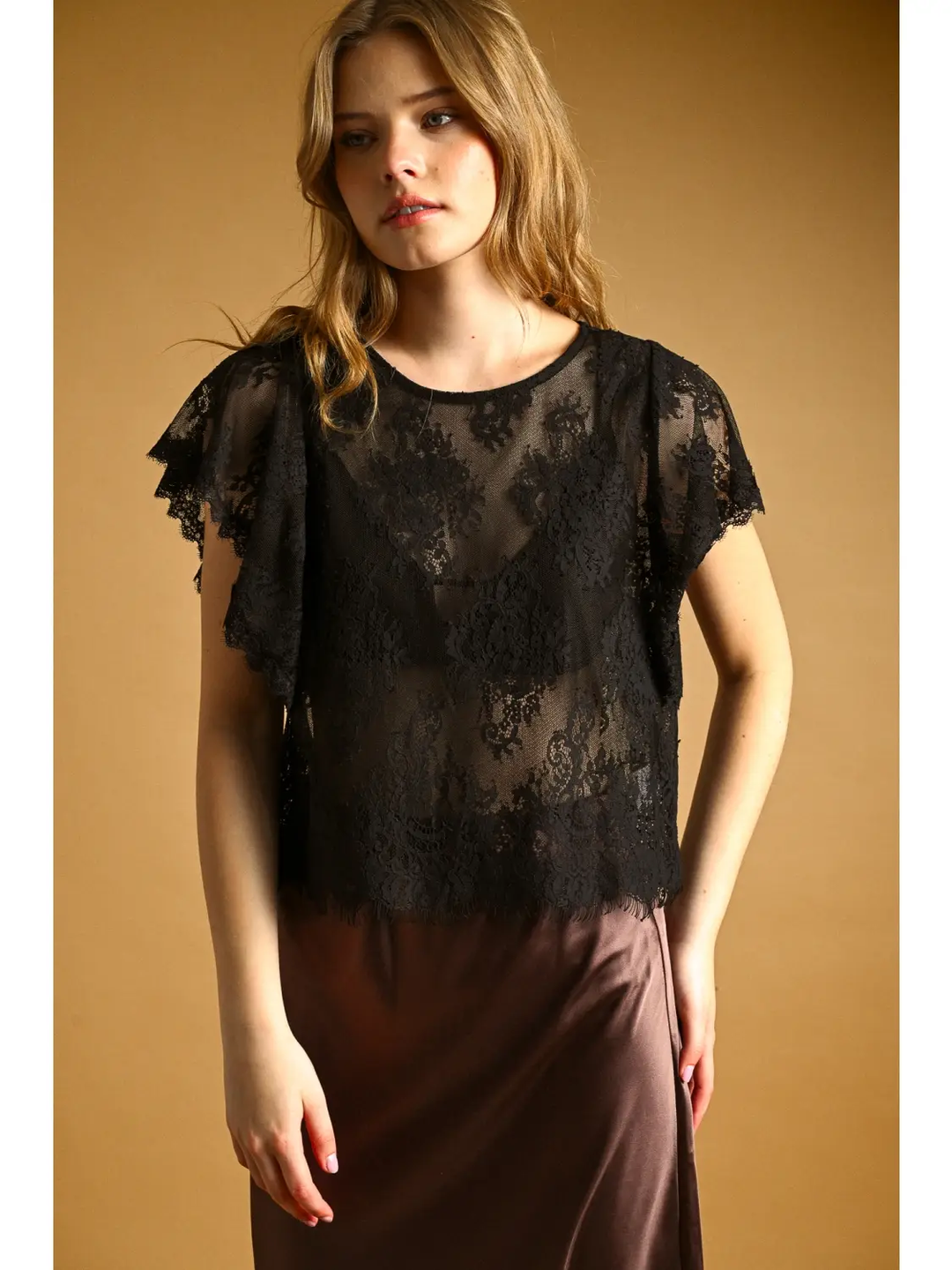 Lace Raw Edge Tee