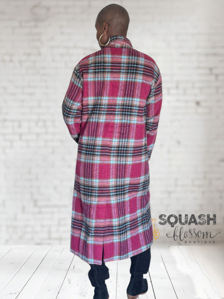 Plaid Wool Long Coat