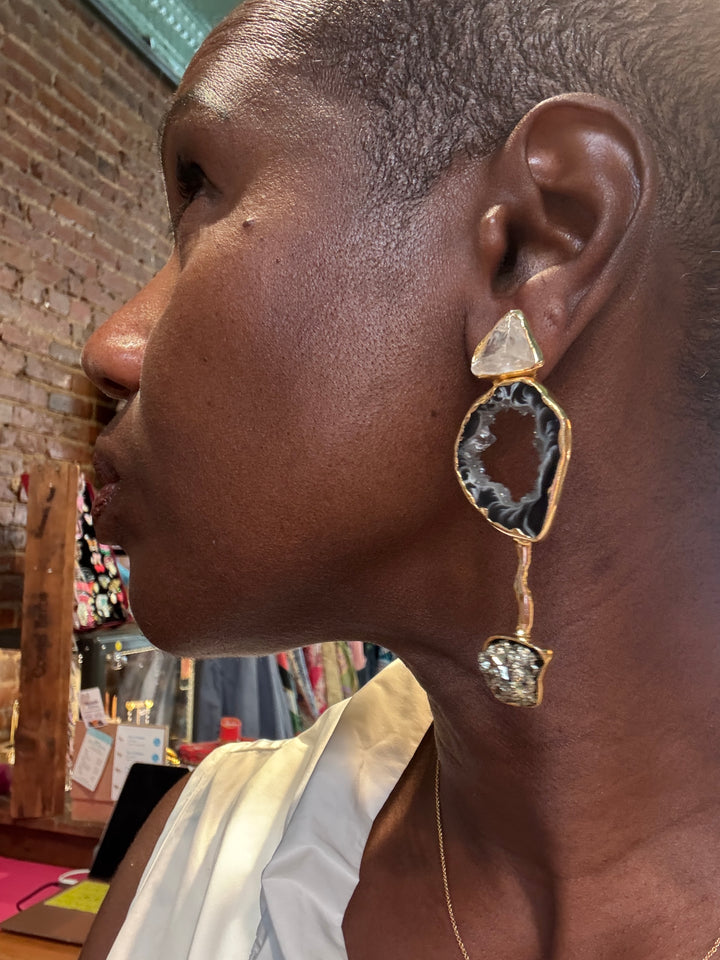 Pyrite Agate Drop Earrings