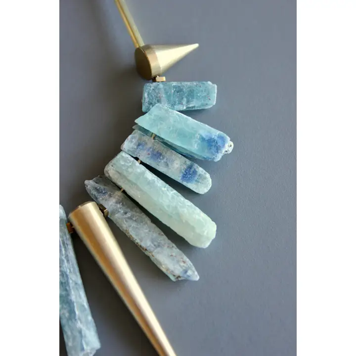 Kyanite + Brass Geo Necklace
