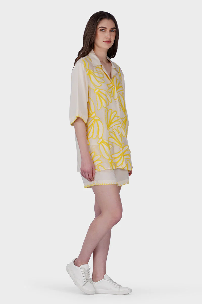 Sunset Banana Embroidered Top