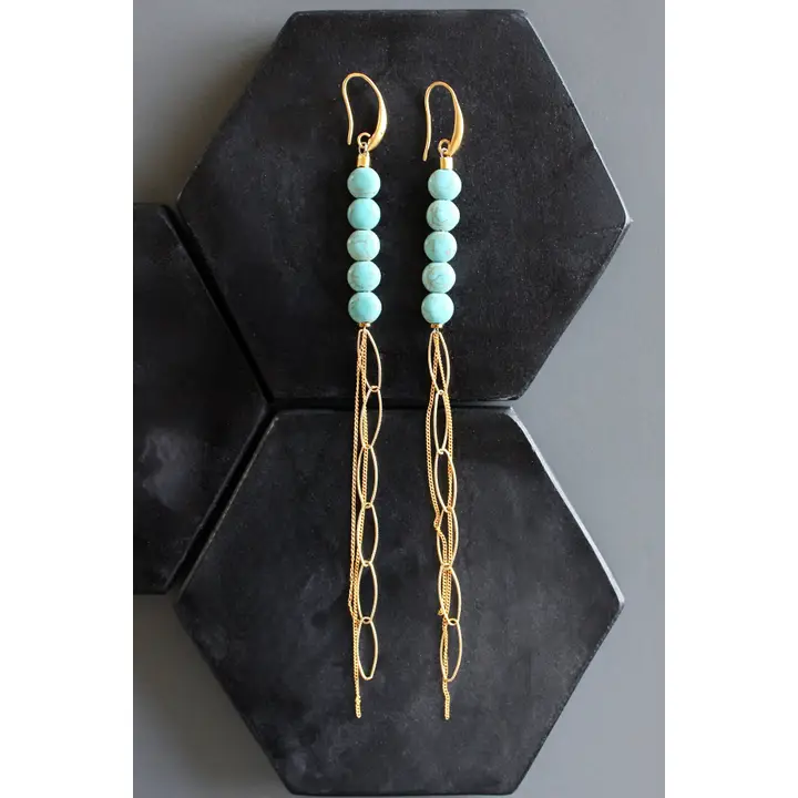 Turquoise + Chain Shoulder Duster Earrings
