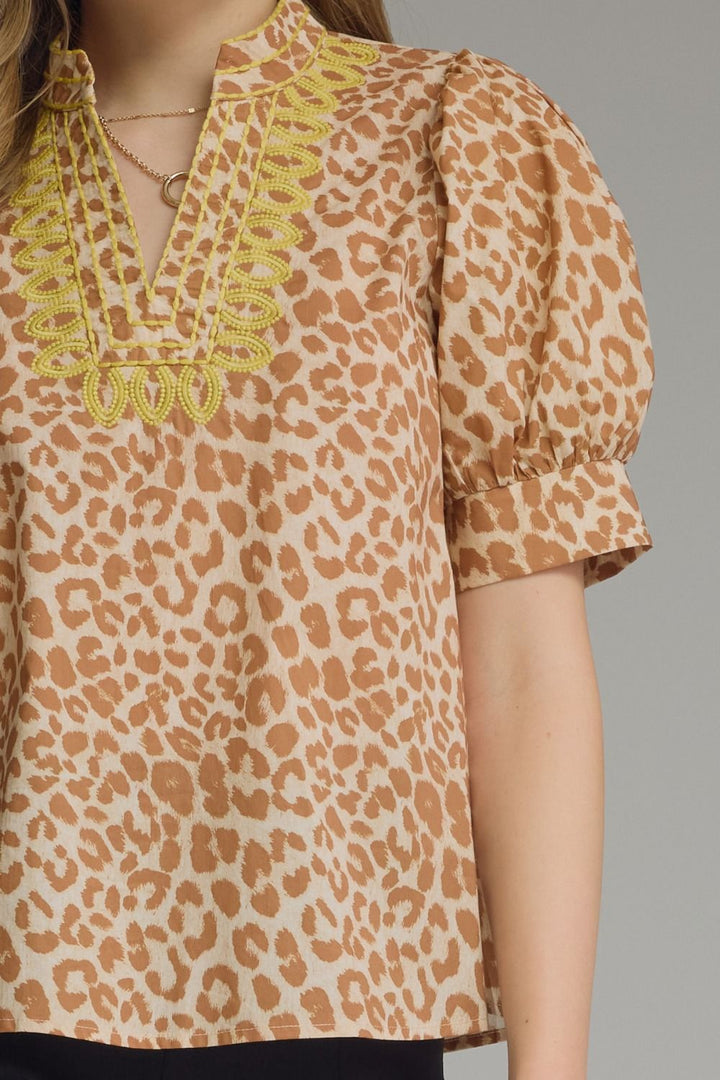 Soft Cheetah V-Neck Top