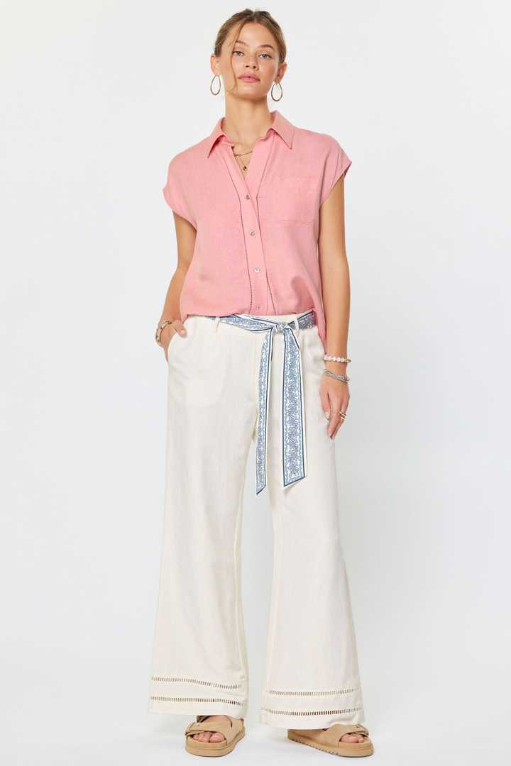 Hi Rise Wide Scarf Waist Pant