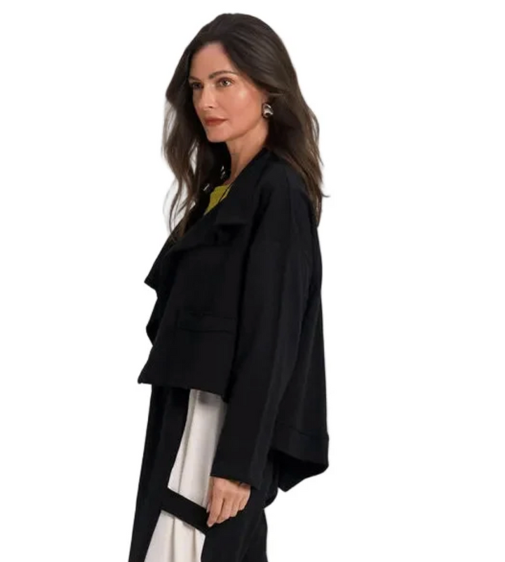 French Terry Crop Asymmetrical  Jacket