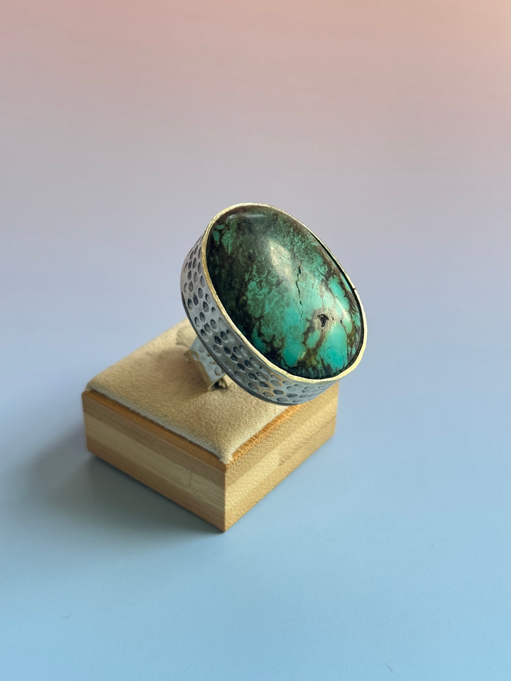 Turq Oval Adj Ring