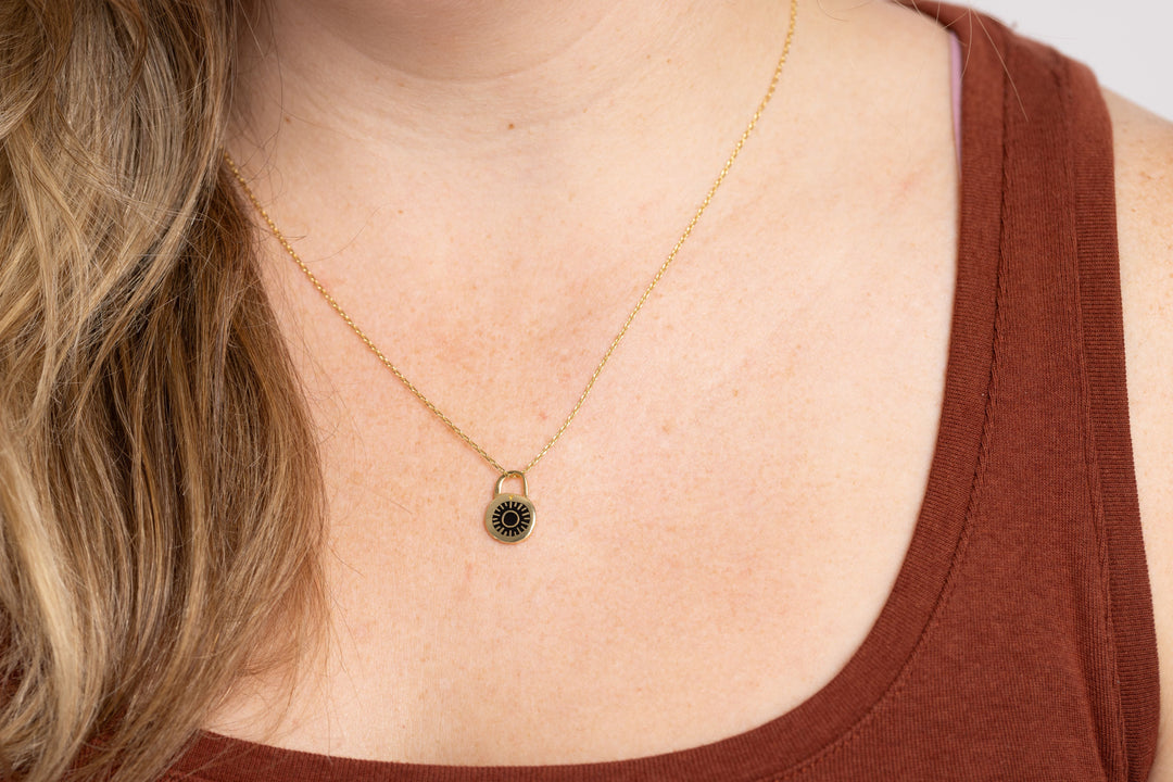 22k Combination Padlock Necklace
