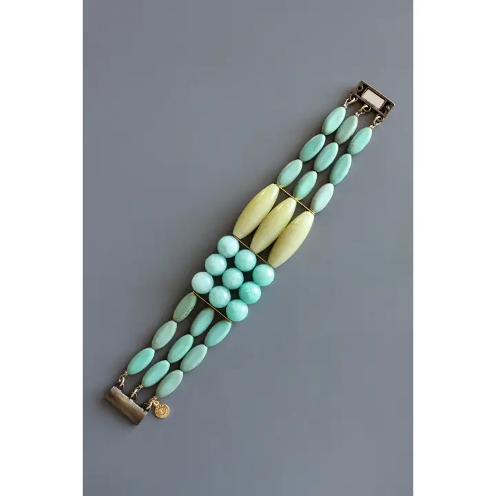 Turquoise + Yellow Jade Bracelet