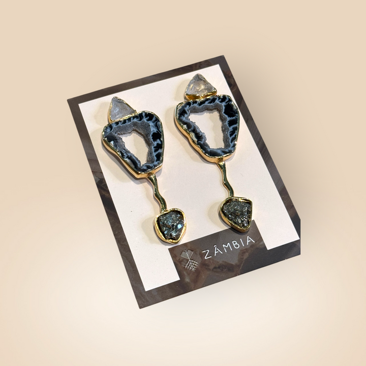 Pyrite Agate Drop Earrings