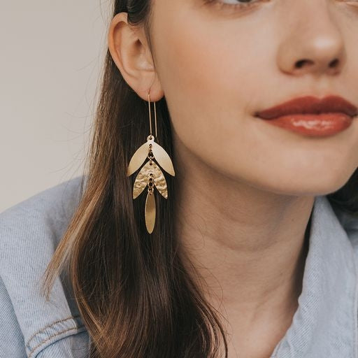 Chameli Leaf Chandelier Dangle Earrings
