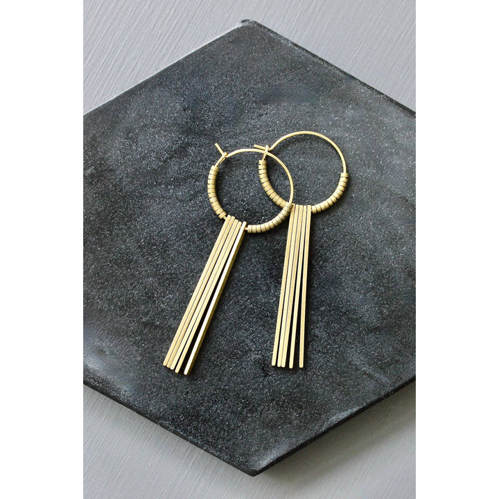 Brass Geo Hoop Earrings