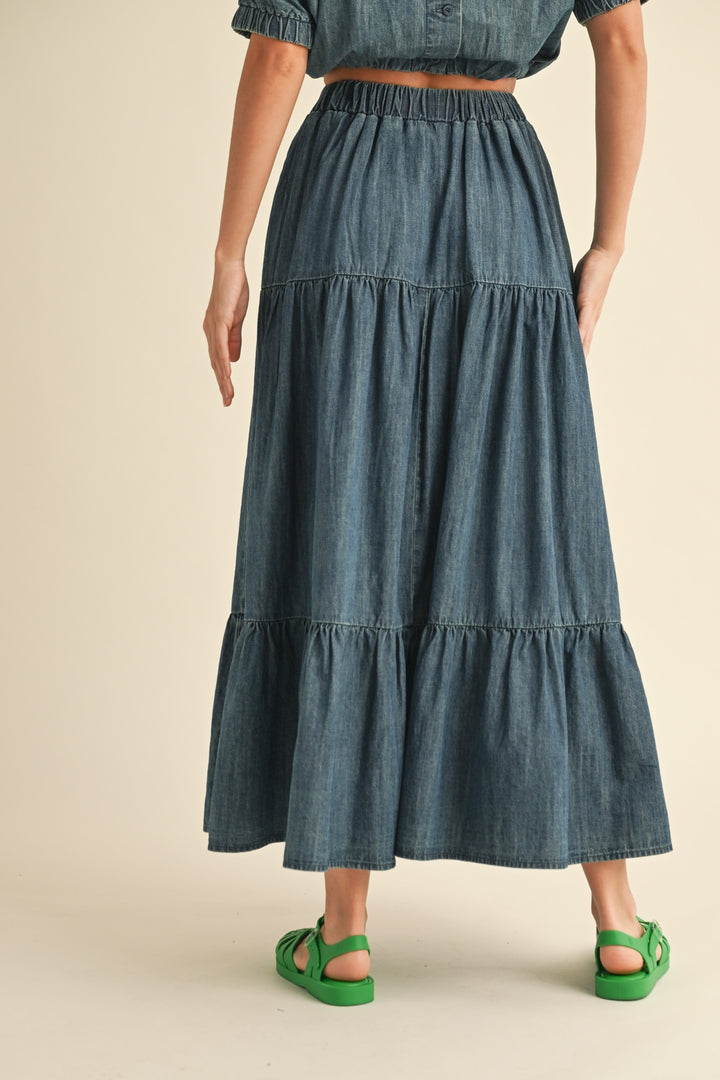 Tiered Denim Skirt