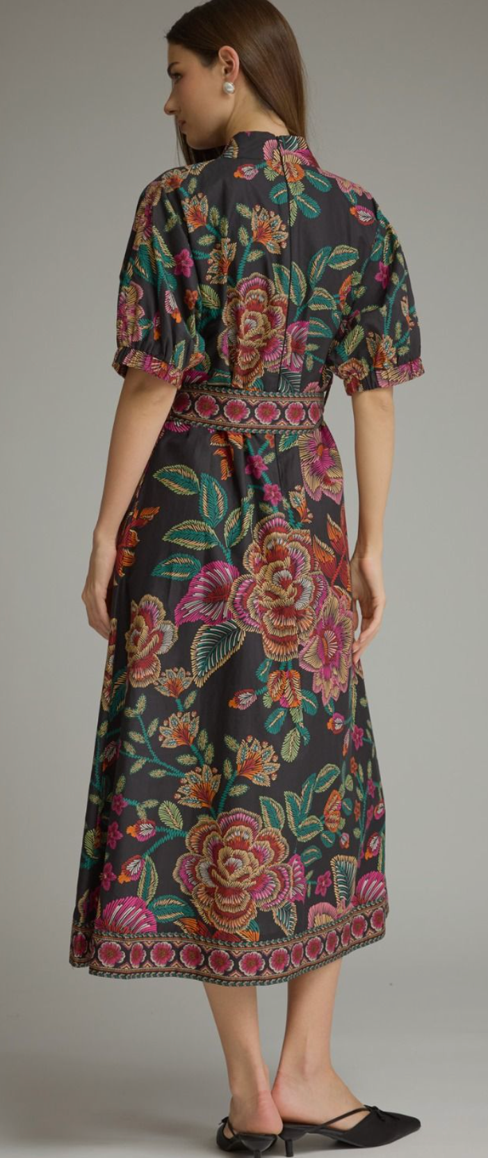 Puff Sleeve Midi Dress