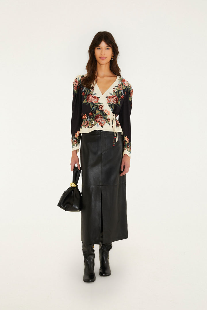 Winter Floral Long Sleeve Blouse