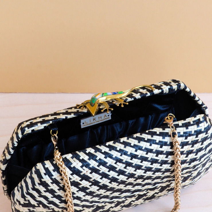 Black Houndstooth Hex Gekko Clutch