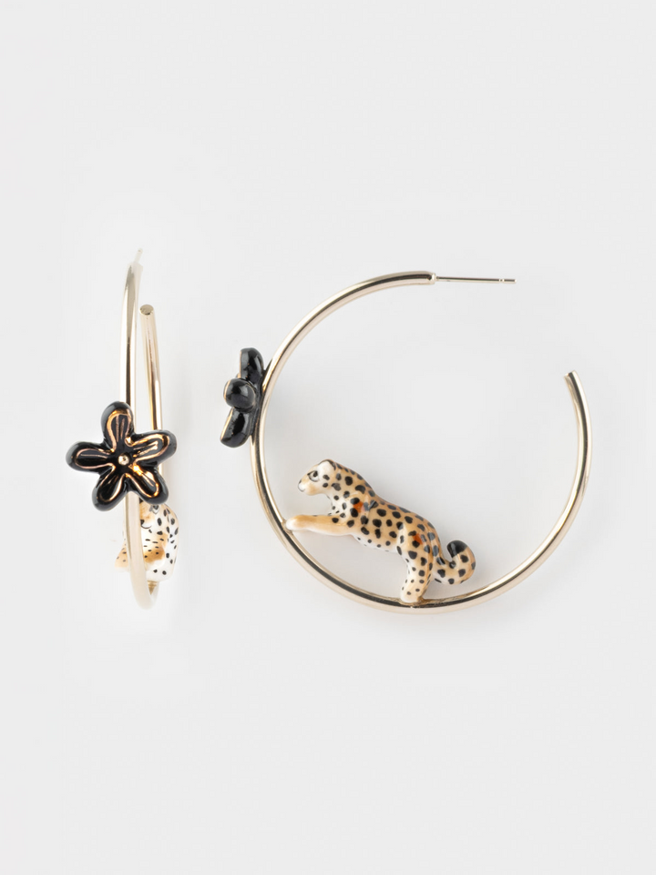 Leaping Leopard Half-Moon Earrings