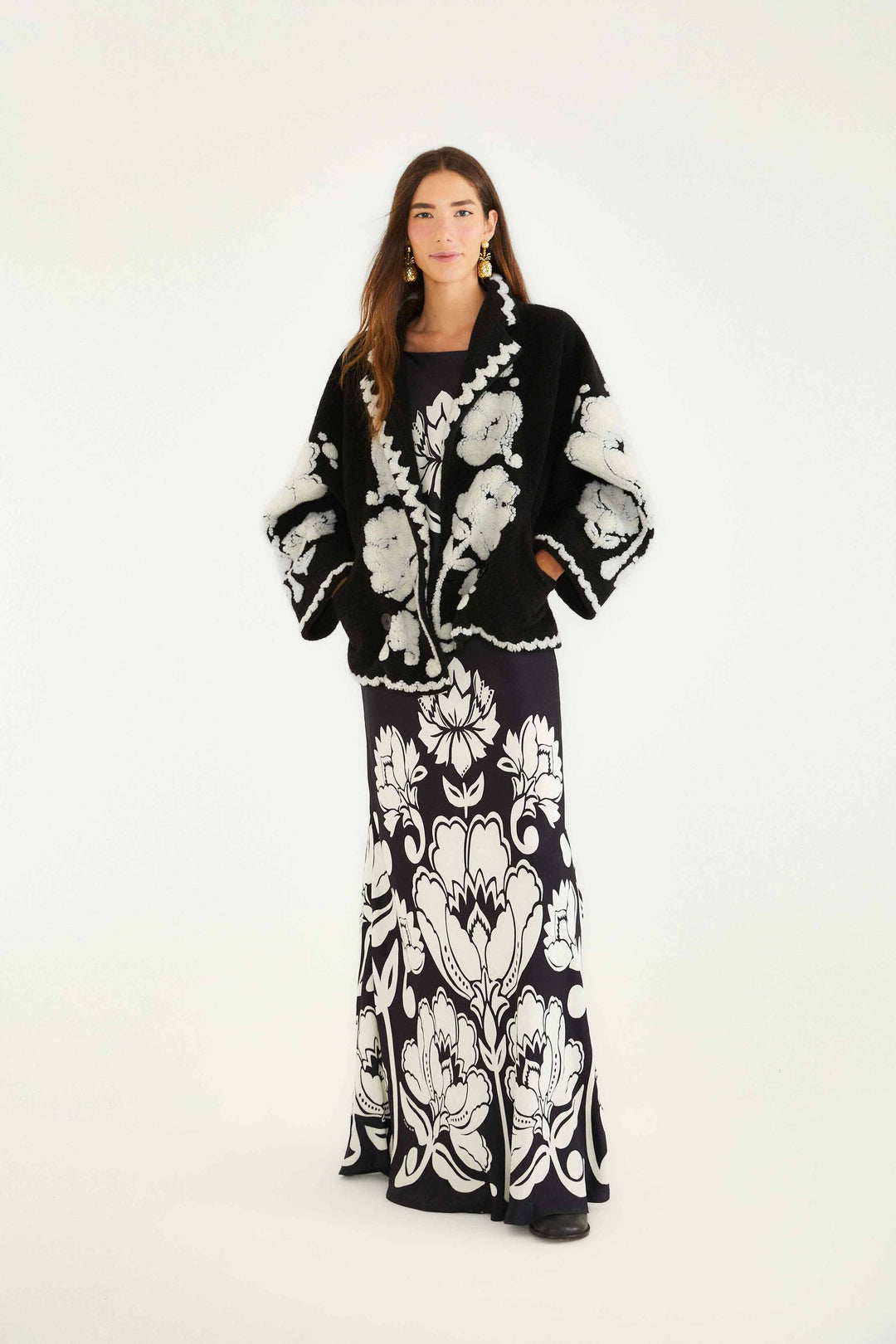 Floral Arabesque Fleece Coat