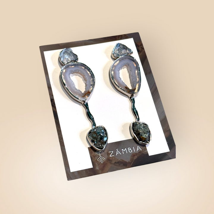 Pyrite Agate Drop Earrings