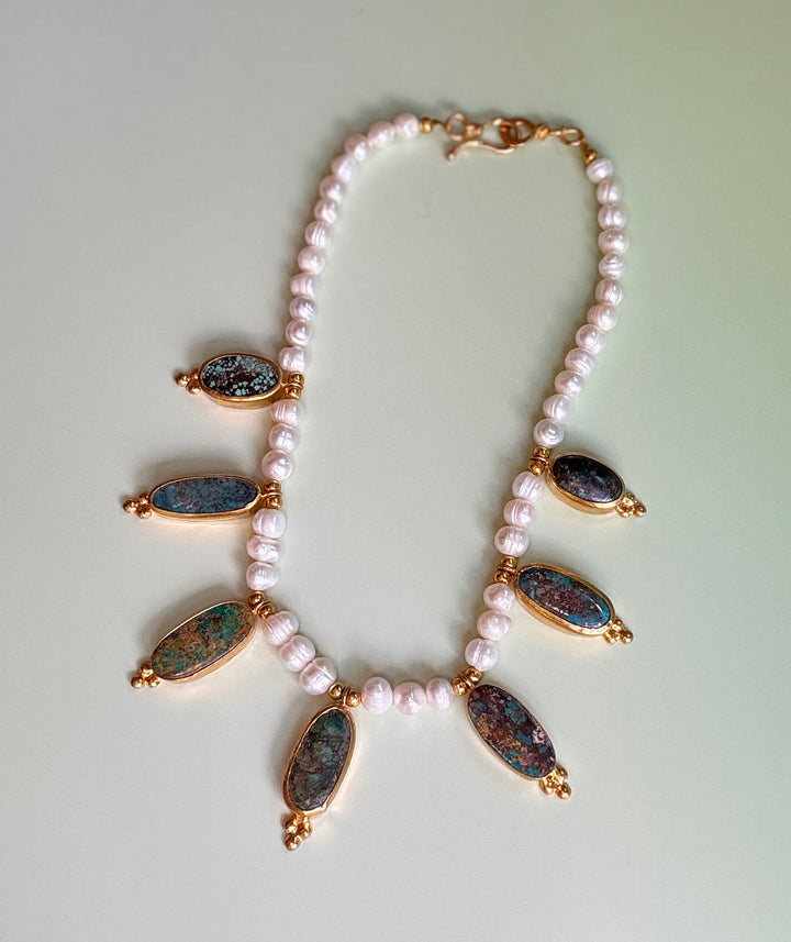 Pearl Turquoise Collar Necklace