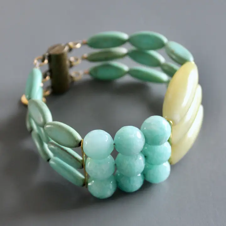 Turquoise + Yellow Jade Bracelet