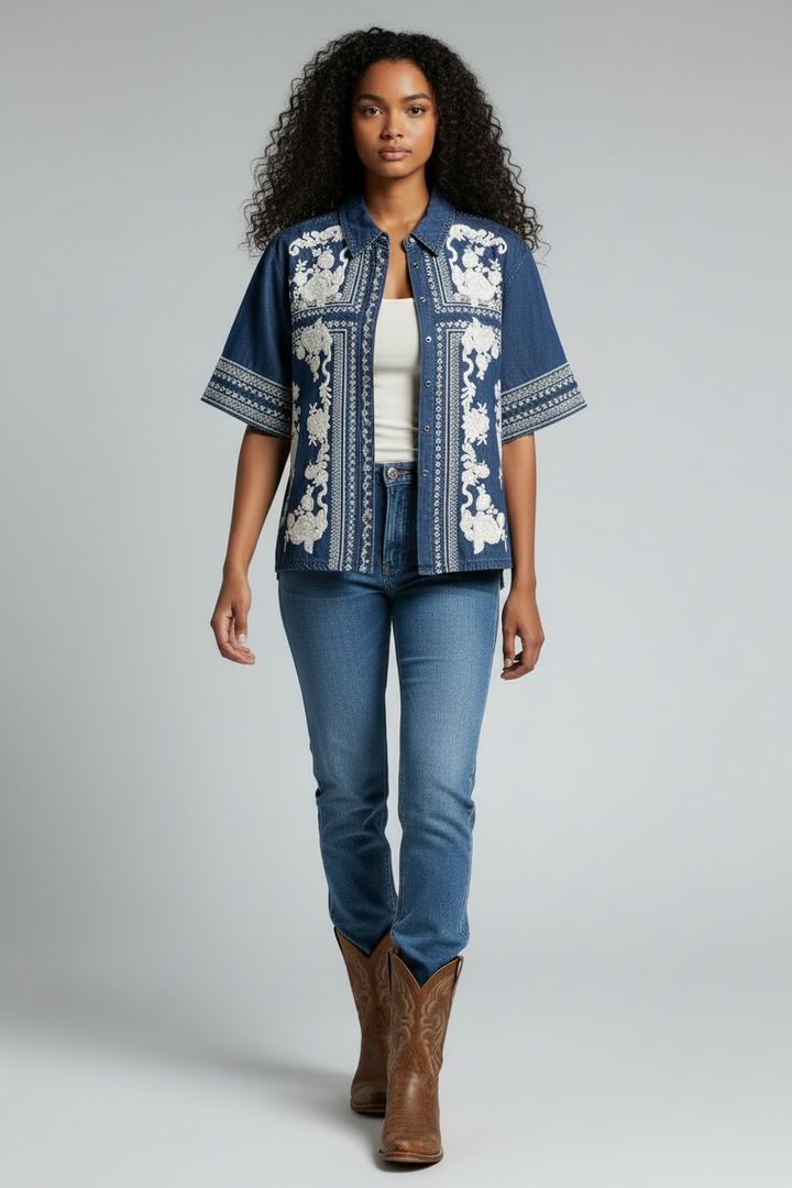 Short Kimono Sleeve Shirt
