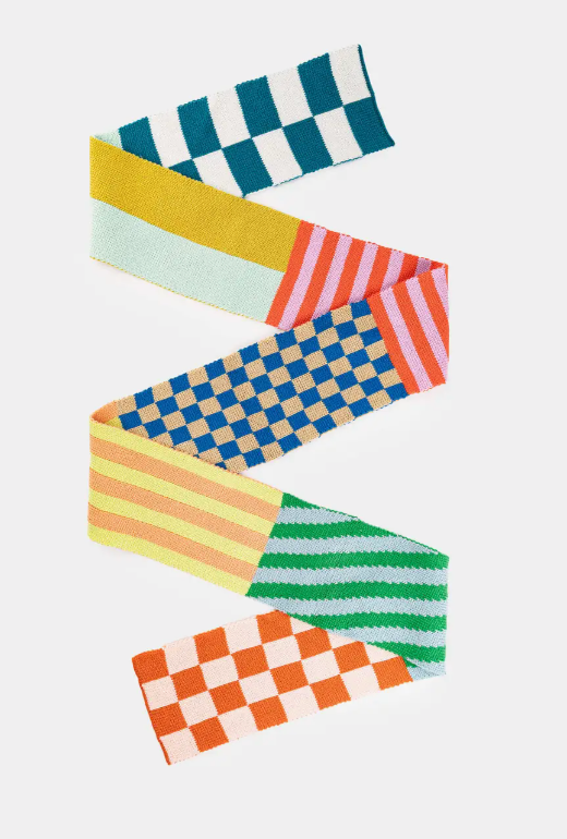 Pattern Patch Skinny Knit Scarf  Desert