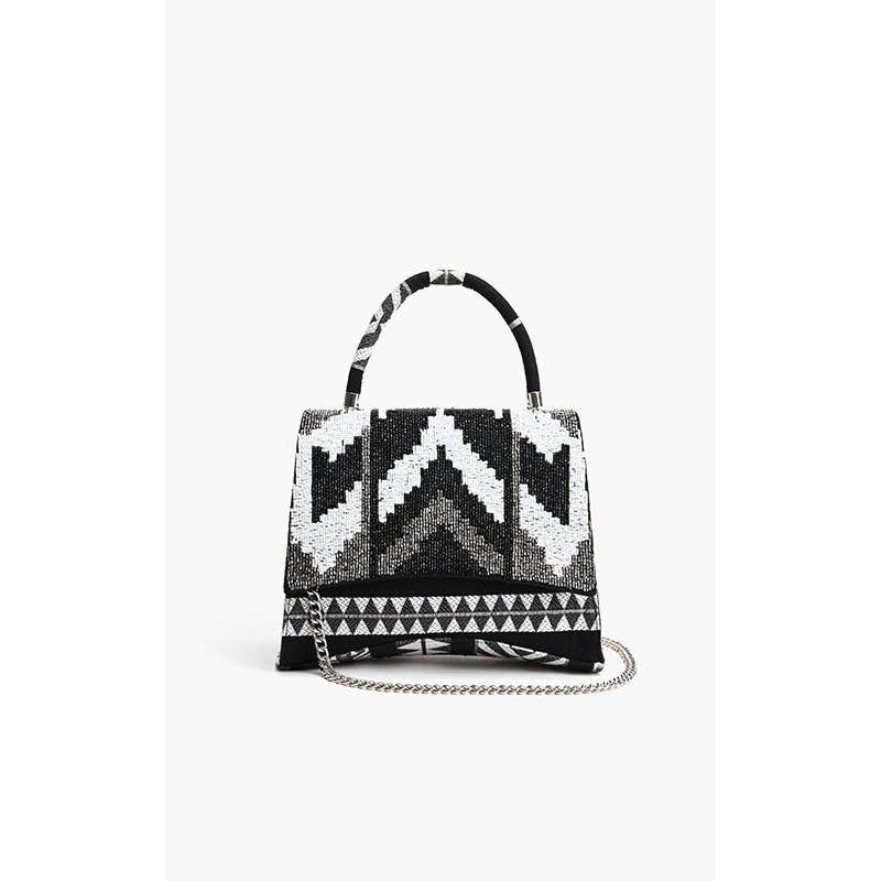 Ikat Noir Top Handle Bag