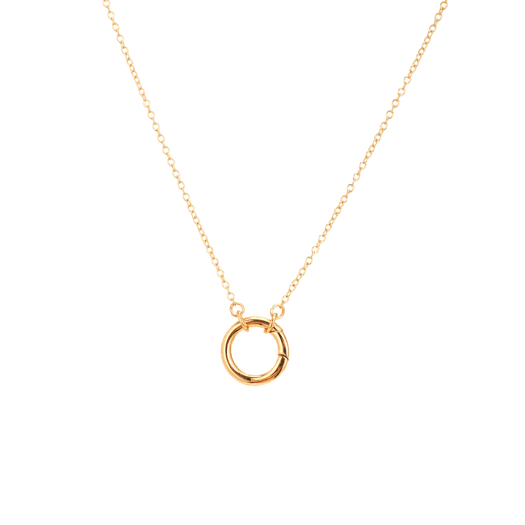 Paperclip Round Clasp Charm Necklace