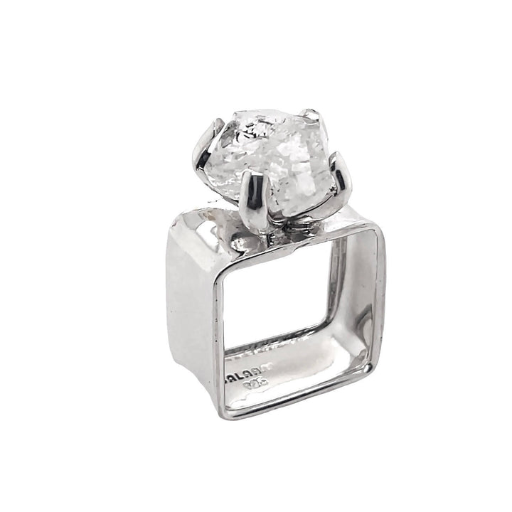 Square Sterling Herkimer Diamond Ring
