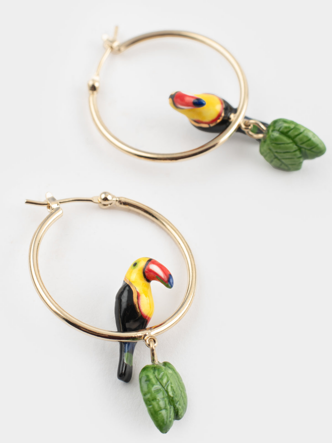 Toucan & Leaves Hoop Earrings