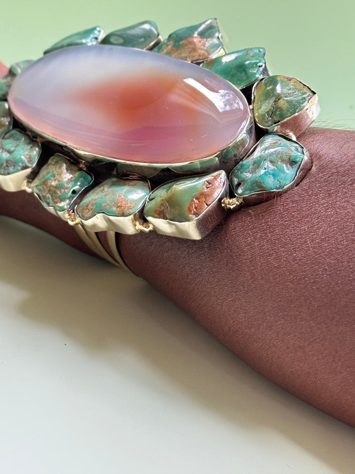 Turquoise Moss Agate Statement Cuff