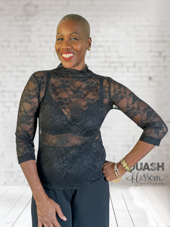 Sheer Mock Neck