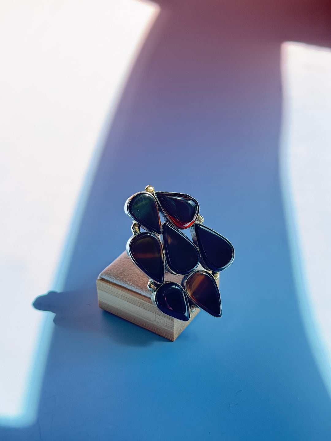 Red Bloodstone Cluster Adj Ring