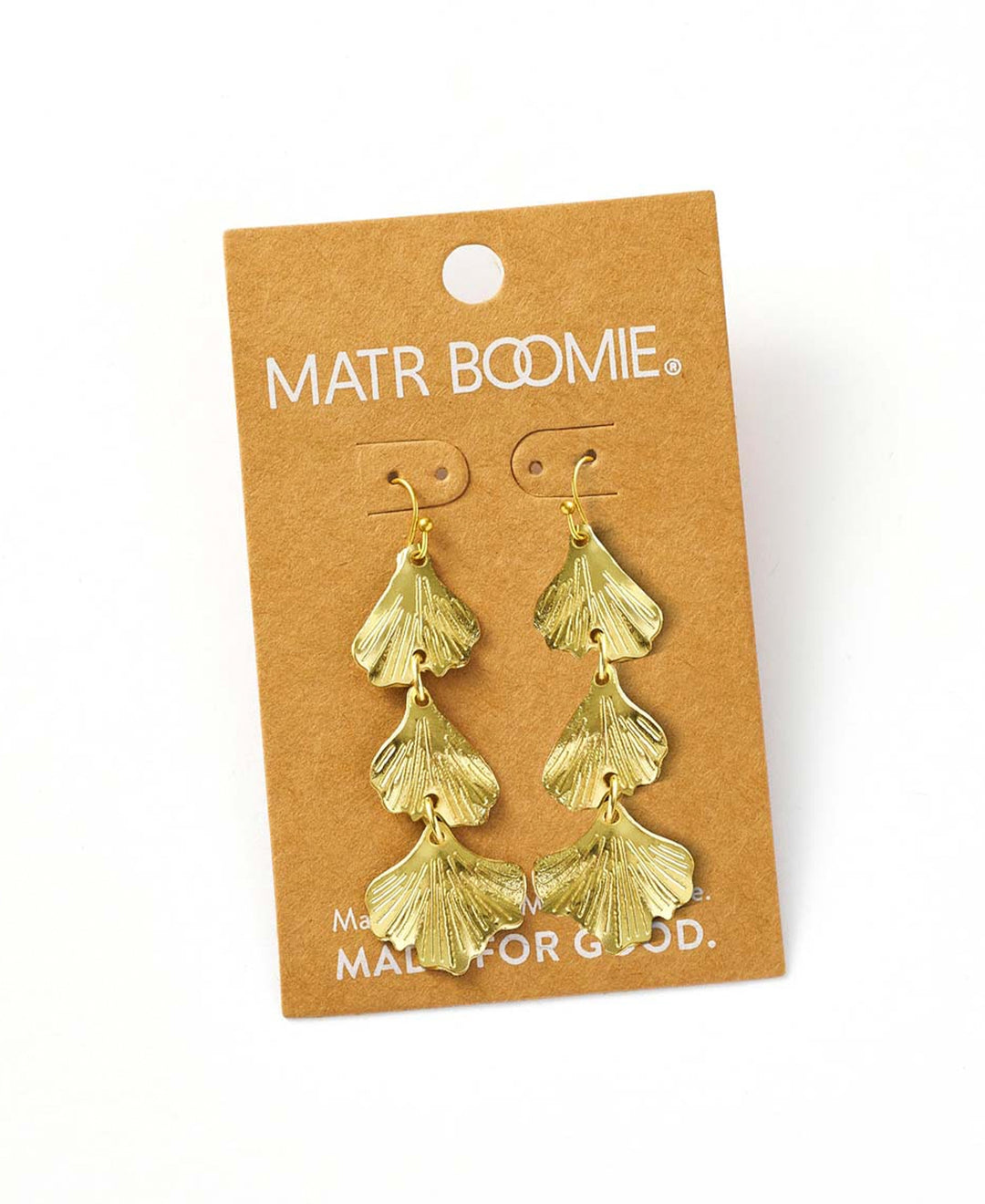 Sayuri Ginkgo Leaf Triple Drop Earrings