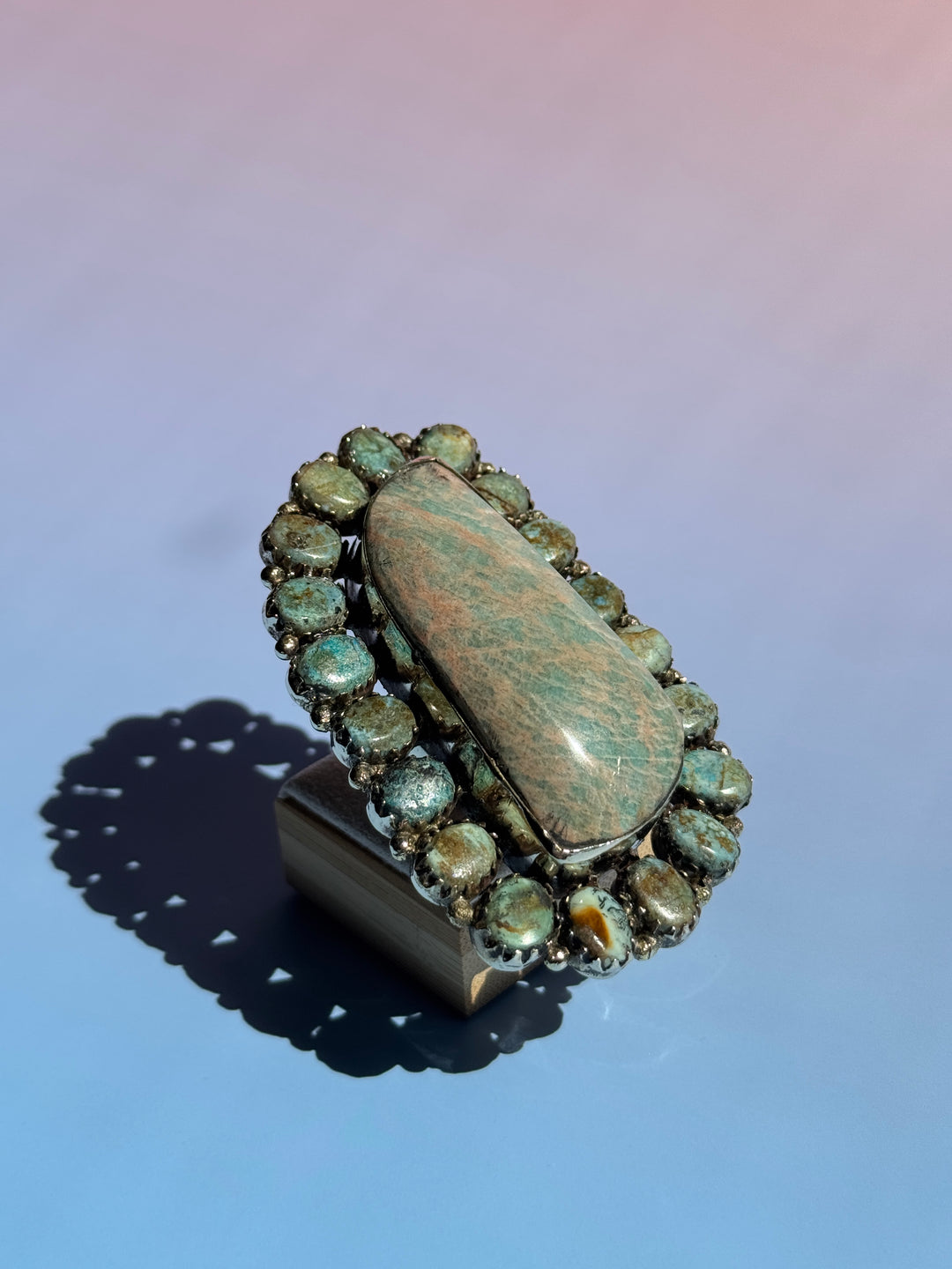 Turq Rectangle Marquis Adj Ring