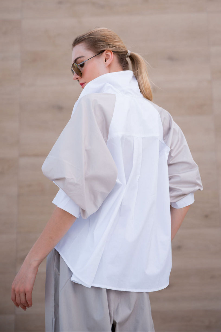Cotton Balloon Sleeve Shirt