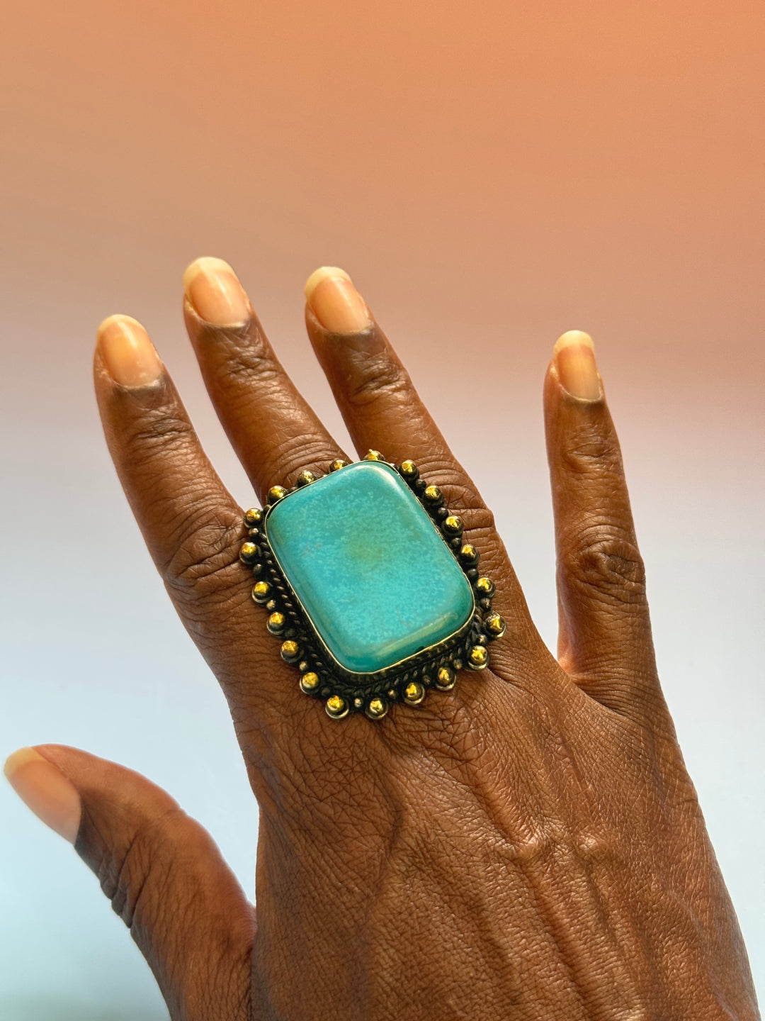 Turquoise Rect Adj Ring