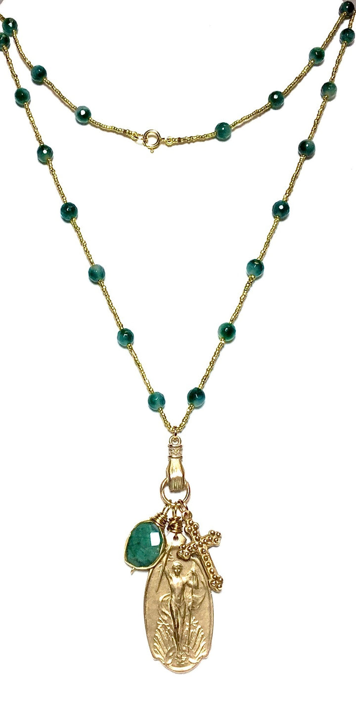Hand Cross Coin Necklace
