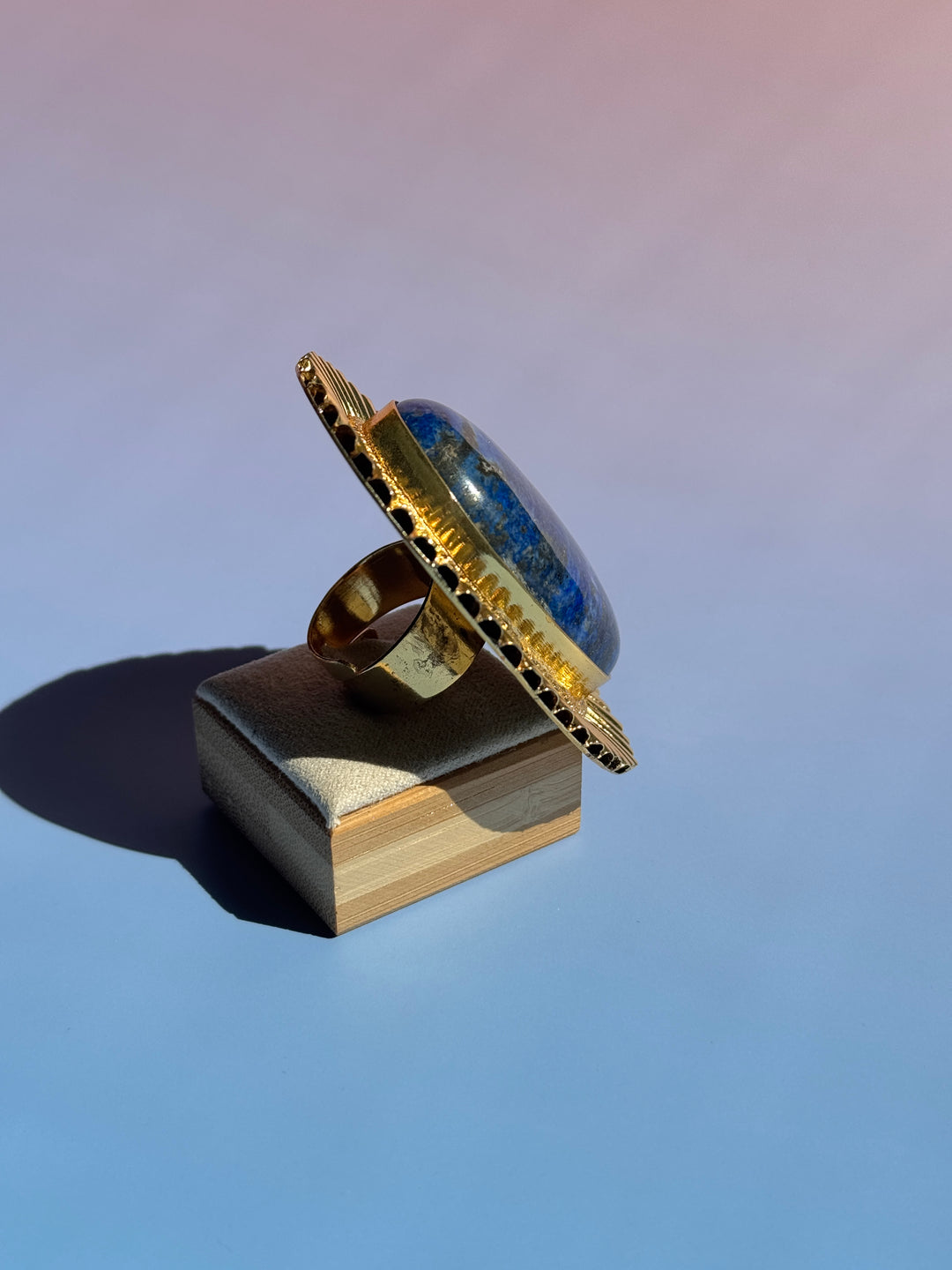Lapiz Lazuli Gold Plated Adj Ring
