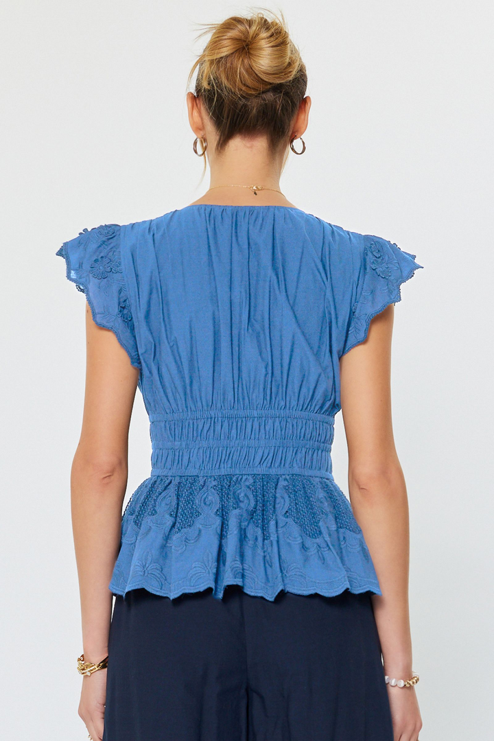 Ruffle Short Sleeve Peplum Top