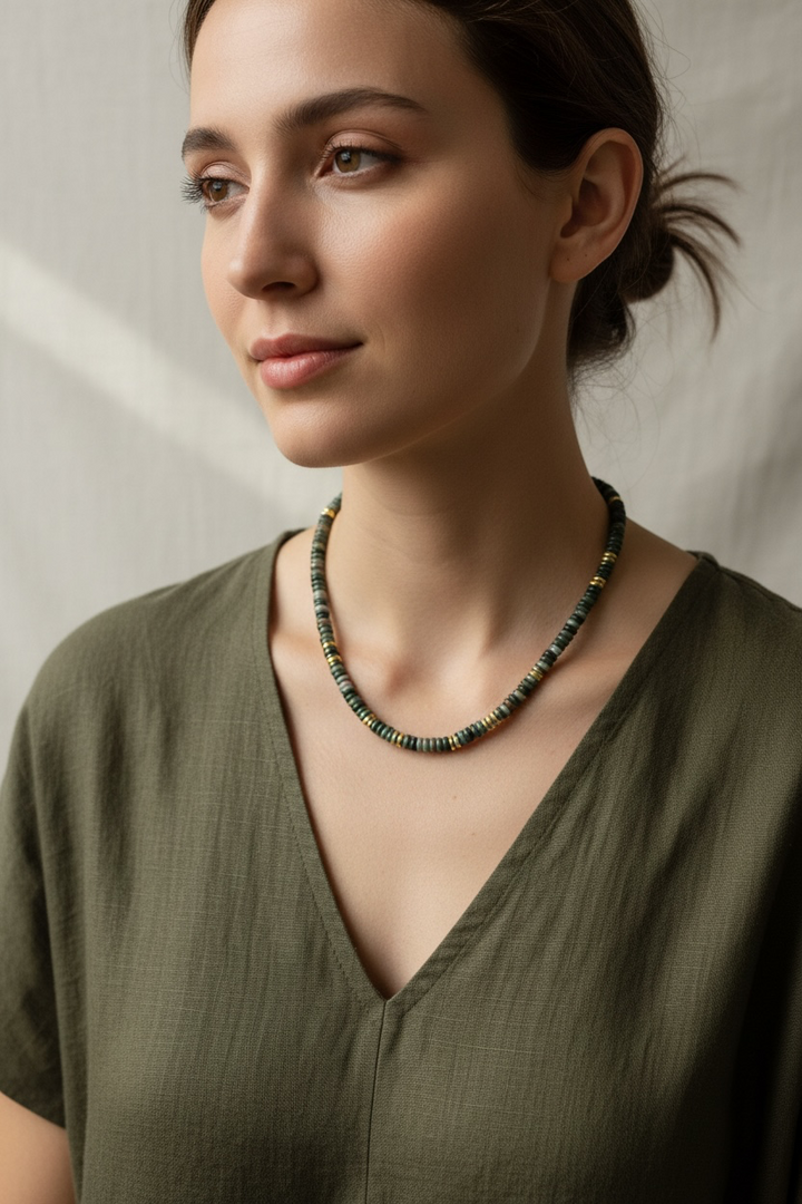 Waterproof Flat Beaded Necklace