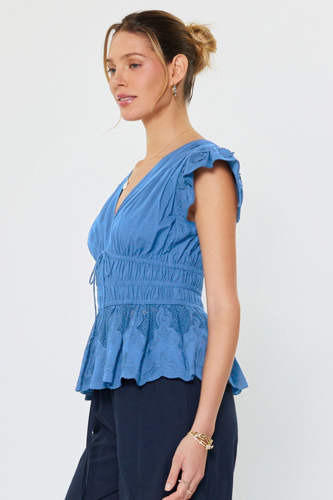 Ruffle Short Sleeve Peplum Top