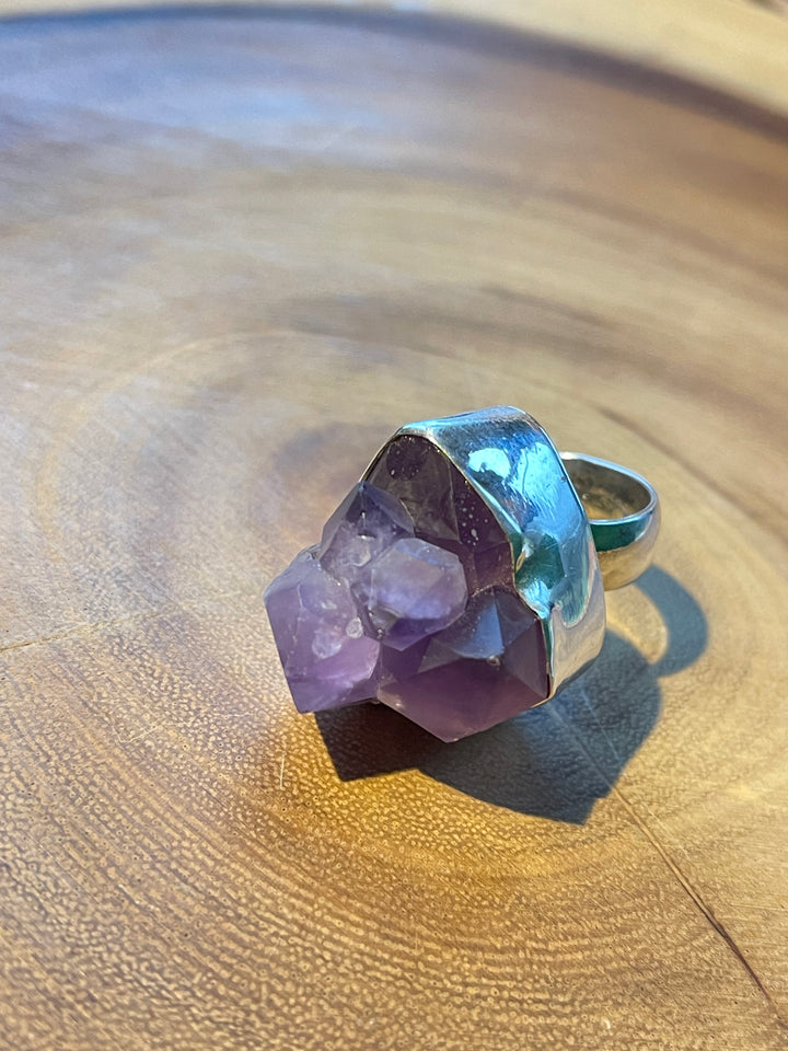 Sterling Amethyst Nugget Ring
